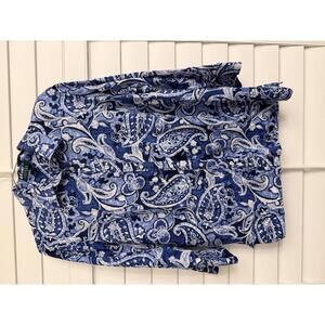 Lauren by Ralph Lauren women’s  blue paisley print button down shirt size 1X